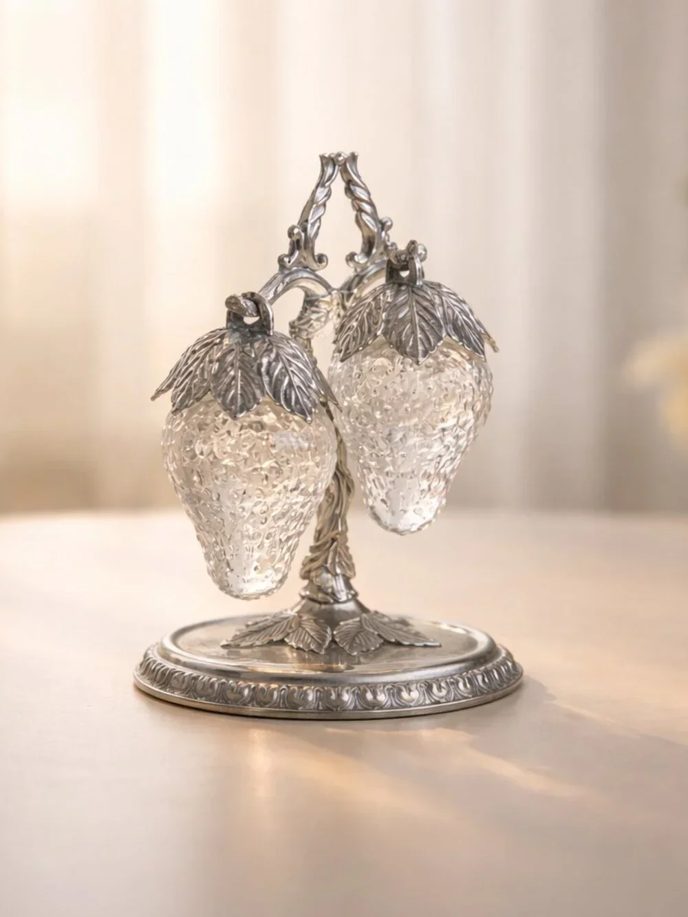 Vintage Table Glass and Silver Plated Decorative Dining Item for the Dining Room